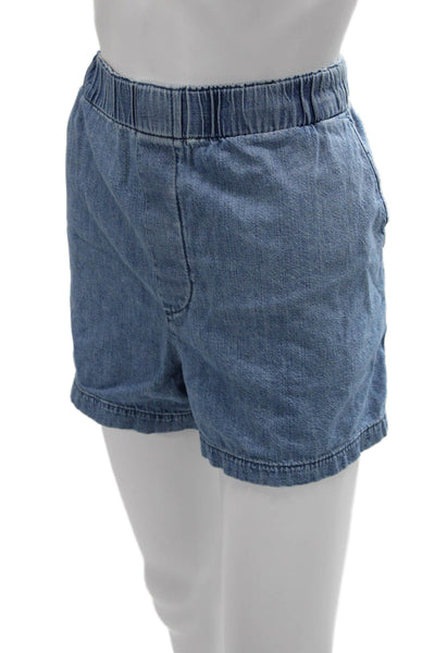 Madewell Unisex Solid Blue Cotton Shorts 90s Style Size M
