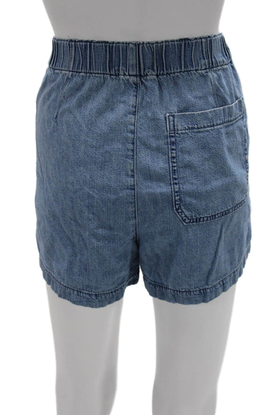 Madewell Unisex Solid Blue Cotton Shorts 90s Style Size M
