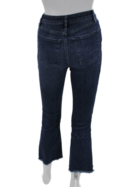 Frame Womens Cropped Flared Dark Blue Jeans High Rise Button Size 23