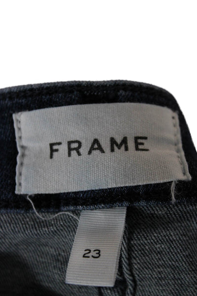Frame Womens Cropped Flared Dark Blue Jeans High Rise Button Size 23