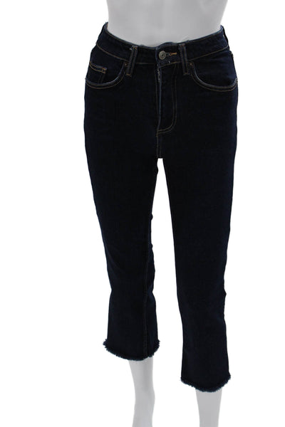 Zara Womens Cropped Ankle Dark Blue High Rise Jeans Size 0