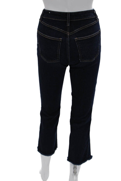 Zara Womens Cropped Ankle Dark Blue High Rise Jeans Size 0