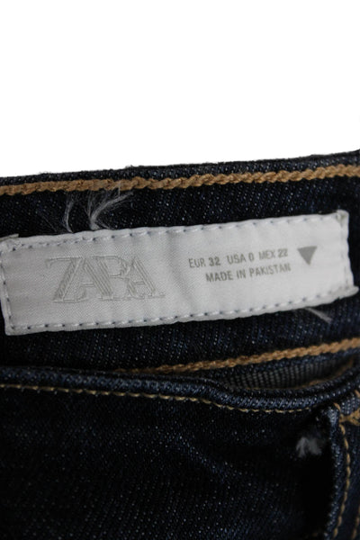 Zara Womens Cropped Ankle Dark Blue High Rise Jeans Size 0