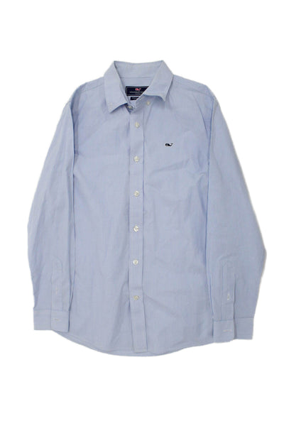 Vineyard Vines Childrens Boys Striped Dress Shirt Blue White Size 12-14