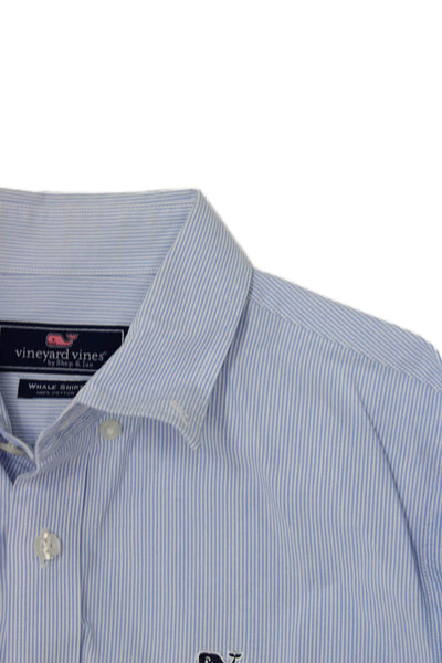Vineyard Vines Childrens Boys Striped Dress Shirt Blue White Size 12-14