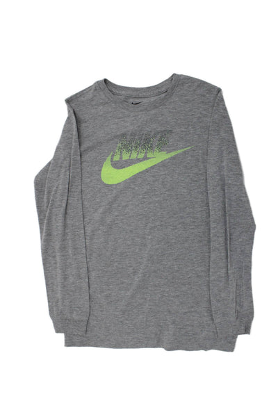Nike Childrens Boys Long Sleeves Tee Shirt Grey Cotton Size Large