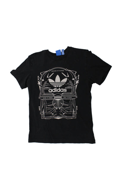Adidas Childrens Boys Graphic Short Sleeves Tee Shirt Black Size Small