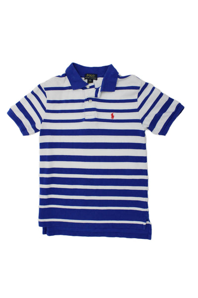 Polo Ralph Lauren Childrens Boys Striped Rugby Shirt White Blue Size 10-12
