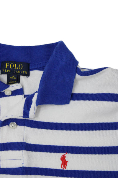 Polo Ralph Lauren Childrens Boys Striped Rugby Shirt White Blue Size 10-12