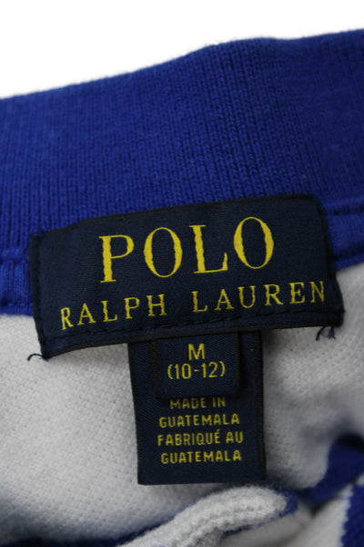 Polo Ralph Lauren Childrens Boys Striped Rugby Shirt White Blue Size 10-12