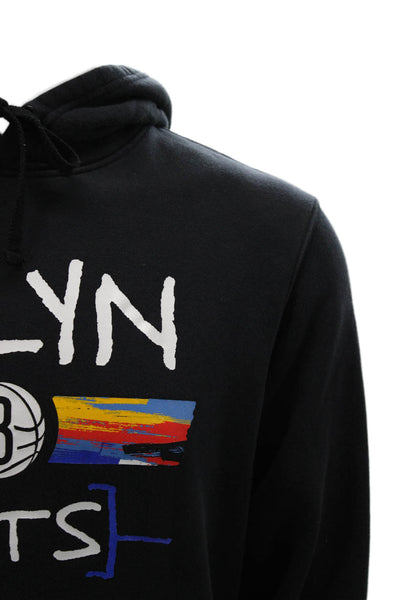 Nike Mens Pullover Hoodies Black Long Sleeve Graphic Drawstring Size M