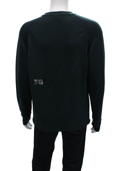 Nike Mens Pullover Sweatshirt Dark Blue Crew Neck Polyester Size M