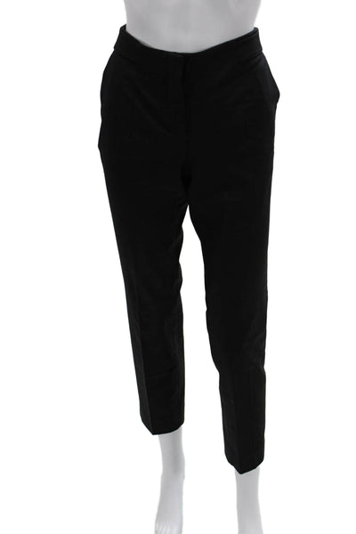 Massimo Dutti Womens Cropped Ankle Dress Pants Black Polyester Blend Size 6