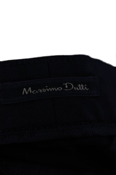 Massimo Dutti Womens Cropped Ankle Dress Pants Black Polyester Blend Size 6