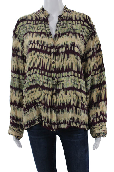 Ba&Sh Womens Beige Viscose Mock Neck Long Sleeve Bohemian Blouse Size S
