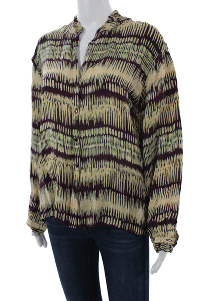 Ba&Sh Womens Beige Viscose Mock Neck Long Sleeve Bohemian Blouse Size S