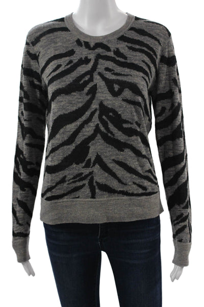 Rebecca Taylor Unisex Pullover Black Zebra Print Crewneck Long Sleeve Size M