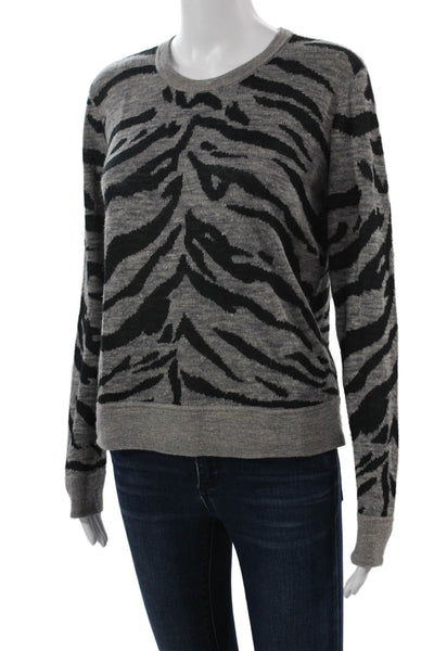 Rebecca Taylor Unisex Pullover Black Zebra Print Crewneck Long Sleeve Size M