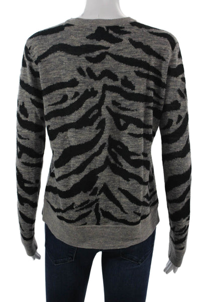 Rebecca Taylor Unisex Pullover Black Zebra Print Crewneck Long Sleeve Size M