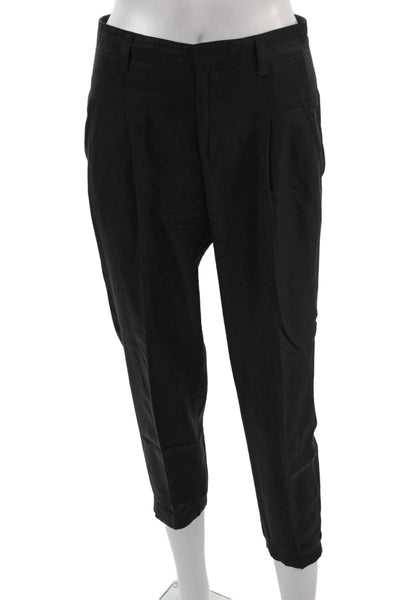 Vince Women Ankle Cropped Dress Pants Black Button Size 0
