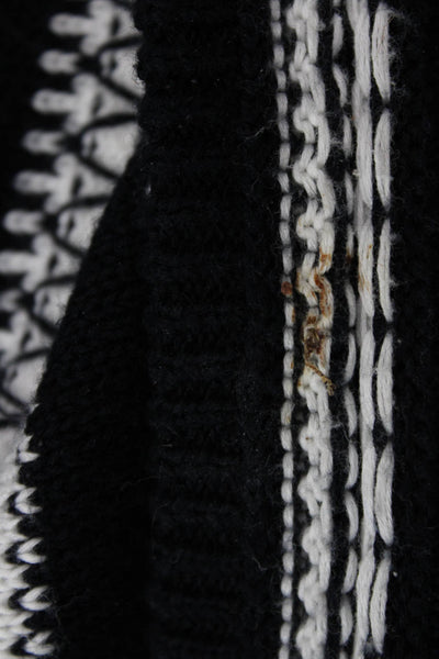Vince Unisex Black Fair Isle V-Neck Pullover Sweater Long Sleeve Size 2XS