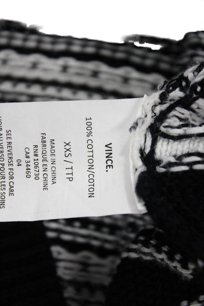 Vince Unisex Black Fair Isle V-Neck Pullover Sweater Long Sleeve Size 2XS