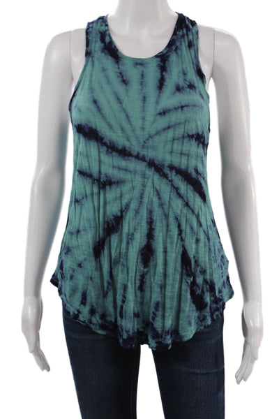 Young Fabulous & Broke Womens Blue Rayon Boho Sleeveless Round Neck Tank Size S