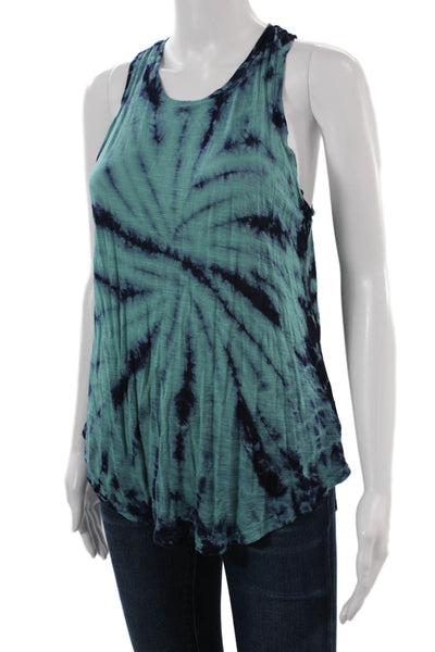 Young Fabulous & Broke Womens Blue Rayon Boho Sleeveless Round Neck Tank Size S