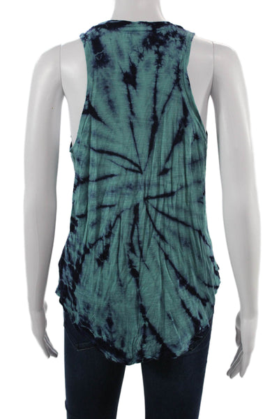 Young Fabulous & Broke Womens Blue Rayon Boho Sleeveless Round Neck Tank Size S
