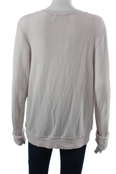 Wildfox Women Pullover Sweatshirt Pink V-Neck Long Sleeve Love Graphic Size S