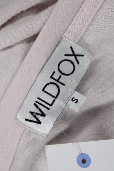 Wildfox Women Pullover Sweatshirt Pink V-Neck Long Sleeve Love Graphic Size S