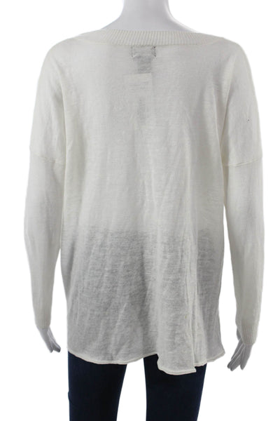 Central Park West Unisex White Star Graphic Pullover Sweater Linen Size S