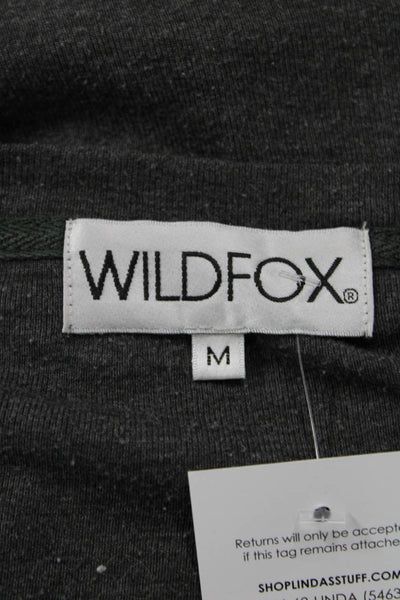 Wildfox Women Pullover Sweatshirts Dark Gray V-Neck Graphic Print Size M