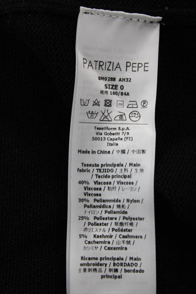 Patrizia Pepe Unisex Black Pullover Sweater Long Sleeve Size 0