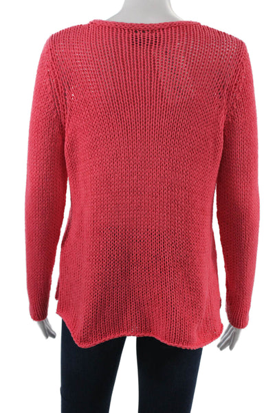 Wooden Ships Unisex Pullover V Neck Pink Floral Long Sleeve Sweater Size S