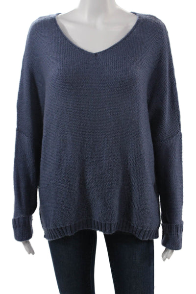 Wooden Ships Unisex Dark Blue V Neck Pullover Sweater Long Sleeve Size S