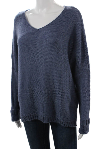 Wooden Ships Unisex Dark Blue V Neck Pullover Sweater Long Sleeve Size S