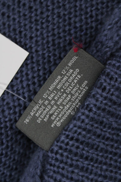 Wooden Ships Unisex Dark Blue V Neck Pullover Sweater Long Sleeve Size S
