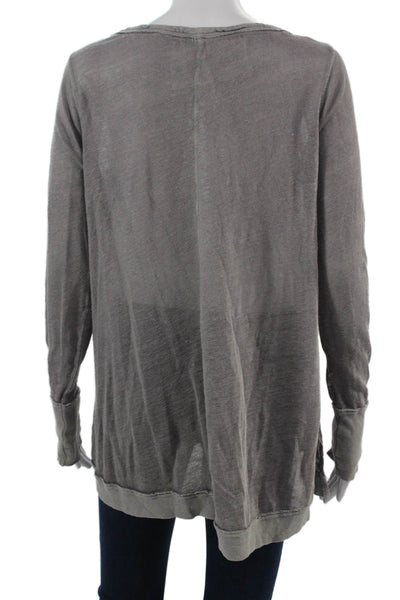 We The Free Womens Bohemian Tunic Blouse Gray Button Long Sleeve Size S