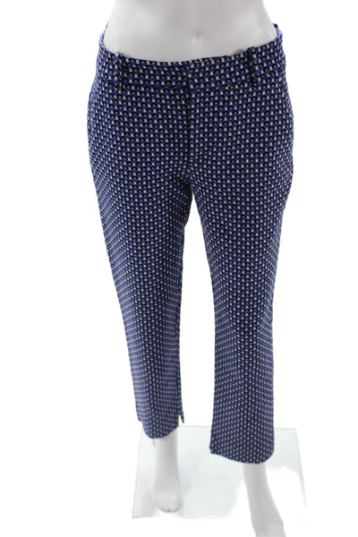Zara Women Cropped Dress Pants Black Geometric Button Cotton Blend Size 4