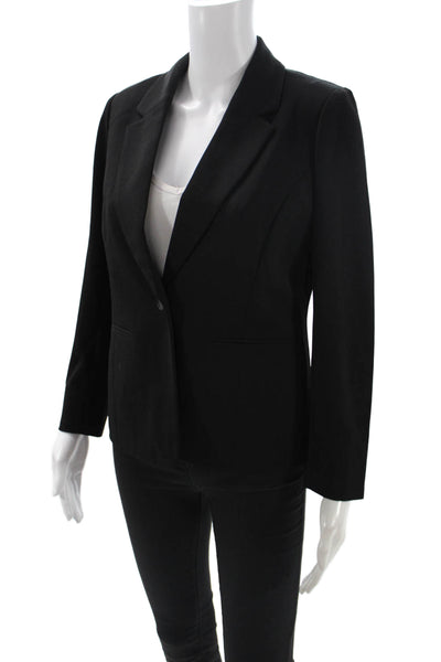 Kasper Womens One Button Long Sleeve Lined Blazer Solid Black Size PS