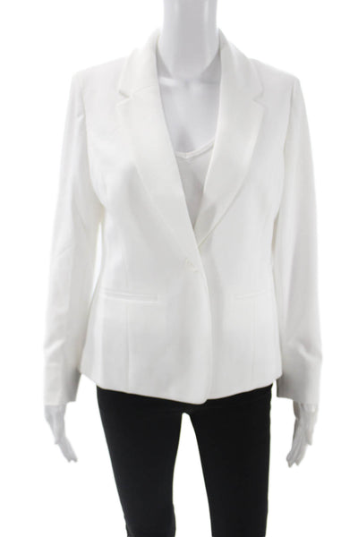 Kasper Womens One Button Long Sleeve Lined Blazer Solid White Size PM