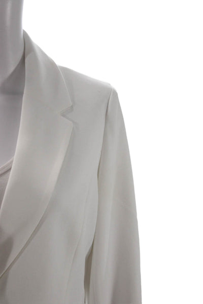 Kasper Womens One Button Long Sleeve Lined Blazer Solid White Size PM