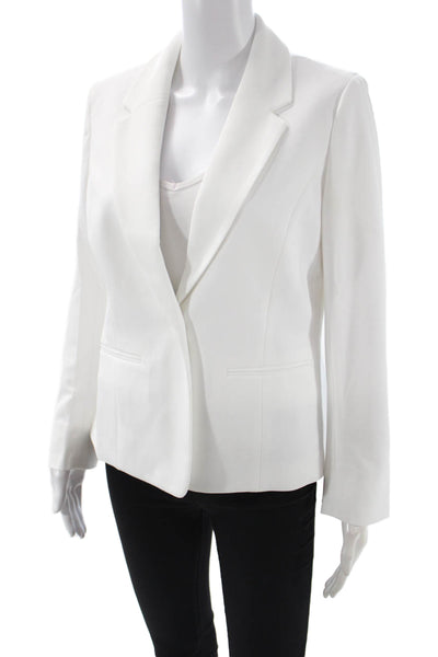 Kasper Womens One Button Long Sleeve Lined Blazer Solid White Size PM