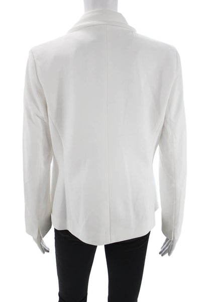 Kasper Womens One Button Long Sleeve Lined Blazer Solid White Size PM