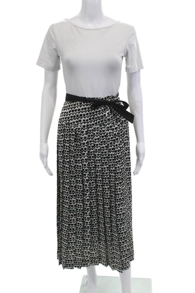 Zaikamoya Womens Pleated Wrap Skirt Black 100% Polyester Midi Size L