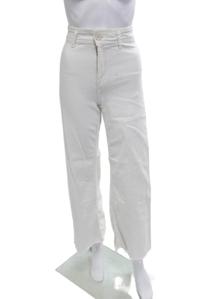 Zara Women Cropped High Rise White Jeans Size 0
