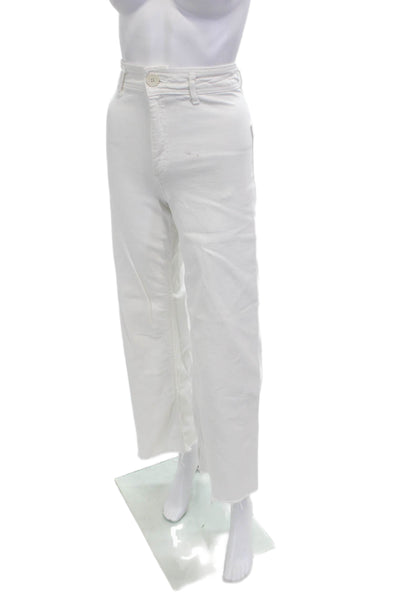 Zara Women Cropped High Rise White Jeans Size 0