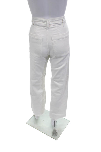 Zara Women Cropped High Rise White Jeans Size 0