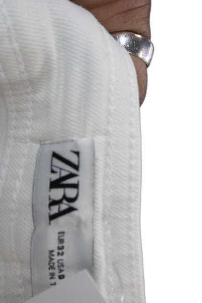 Zara Women Cropped High Rise White Jeans Size 0